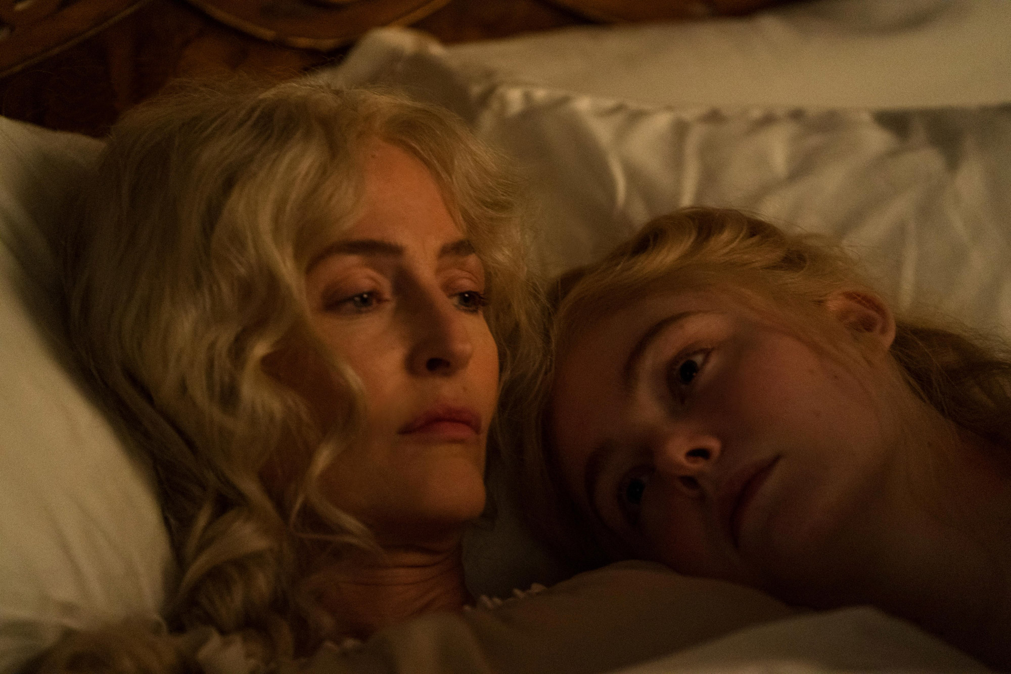 Elle Fanning and Gillian Anderson in The Great. Photo by Gareth Gatrell. © Hulu